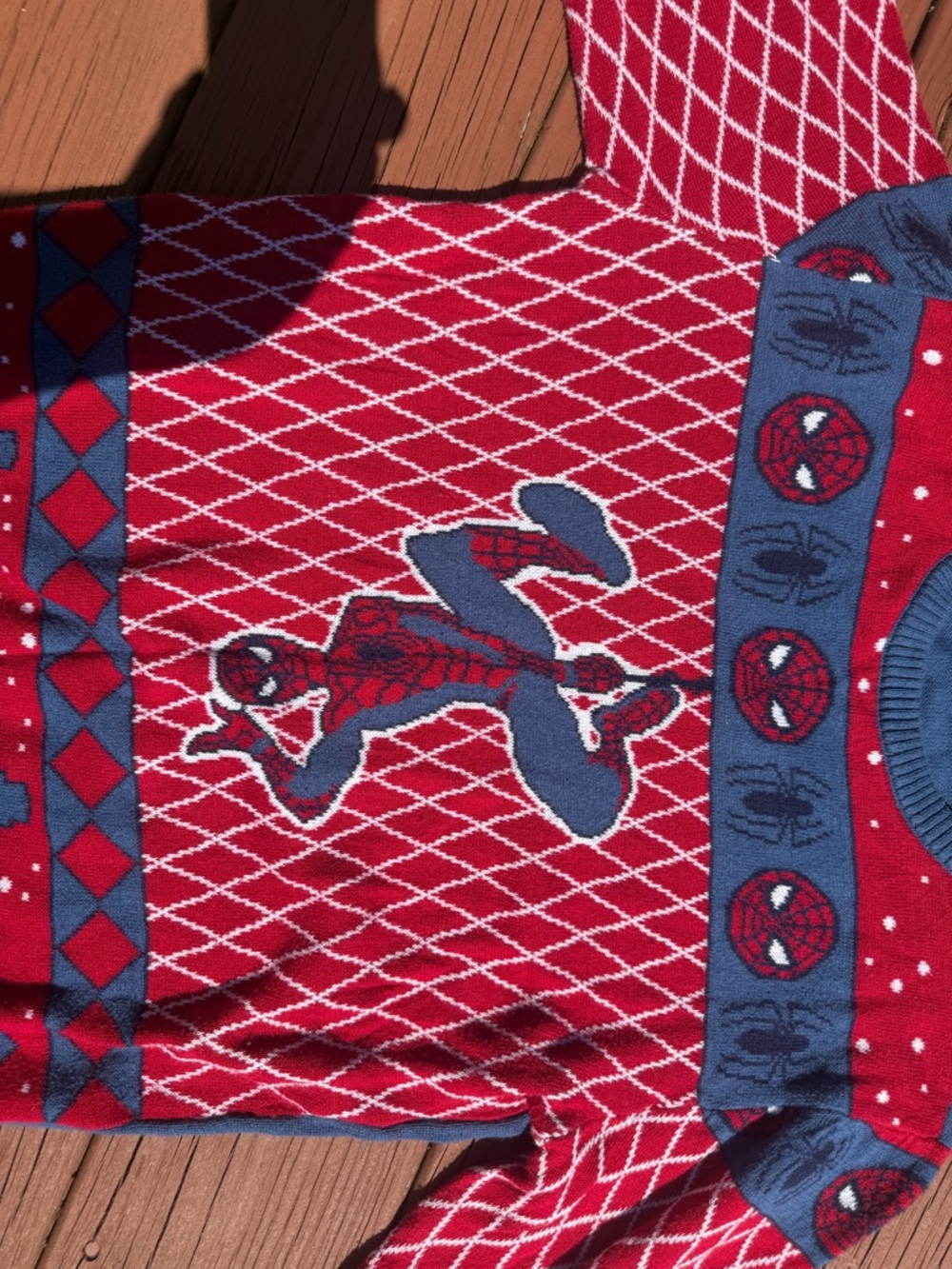 Marvel Women’s Spider-Man Red & Blue Crewneck Sweater - Picture 2 of 6